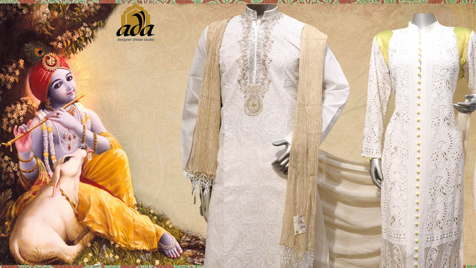 White Lakhnavi Chikan stitched kurta for Indian Groom, shipping worldwide